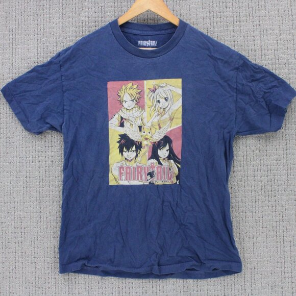 Fairy Tail Shirt Mens Large L Navy Blue Short Sleeve Anime Graphic Art Cotton - Picture 1 of 9